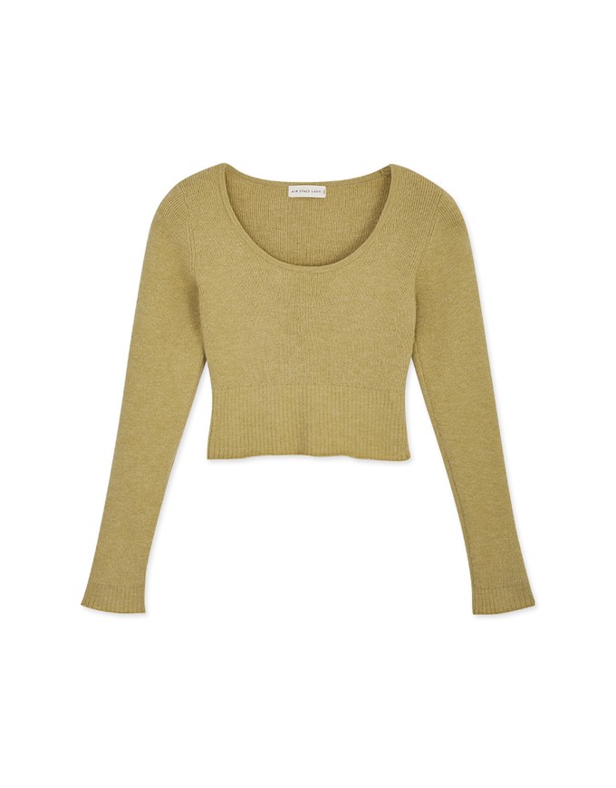 Round Neck Knit FItted Crop Top