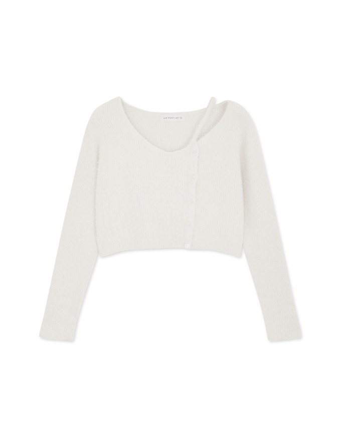 Single Strap Buttoned Knit Crop Top