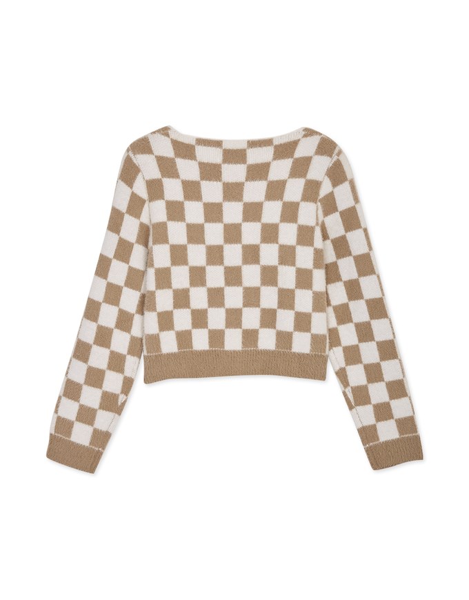 【Porima' Picks】 Tweed Plaid Knit Crop Top