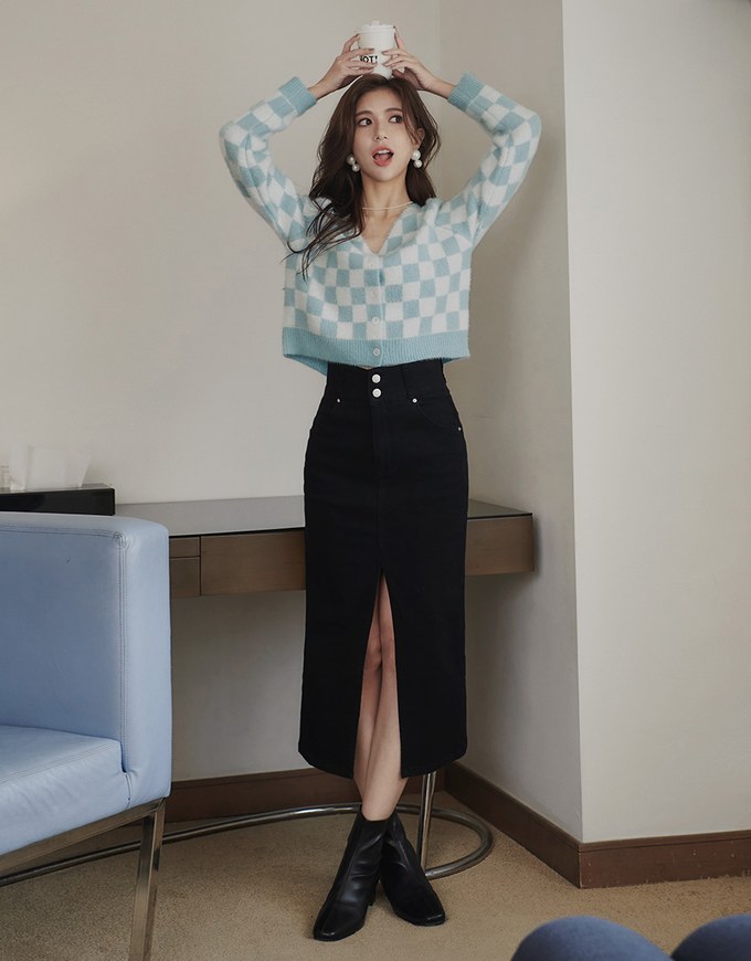 【Porima' Picks】 Tweed Plaid Knit Crop Top