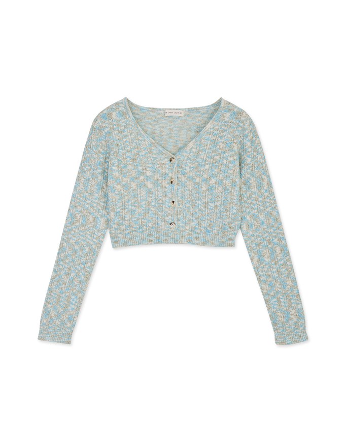 【Porima' Picks】V Neck Mixed Color Buttoned Knit Crop Top