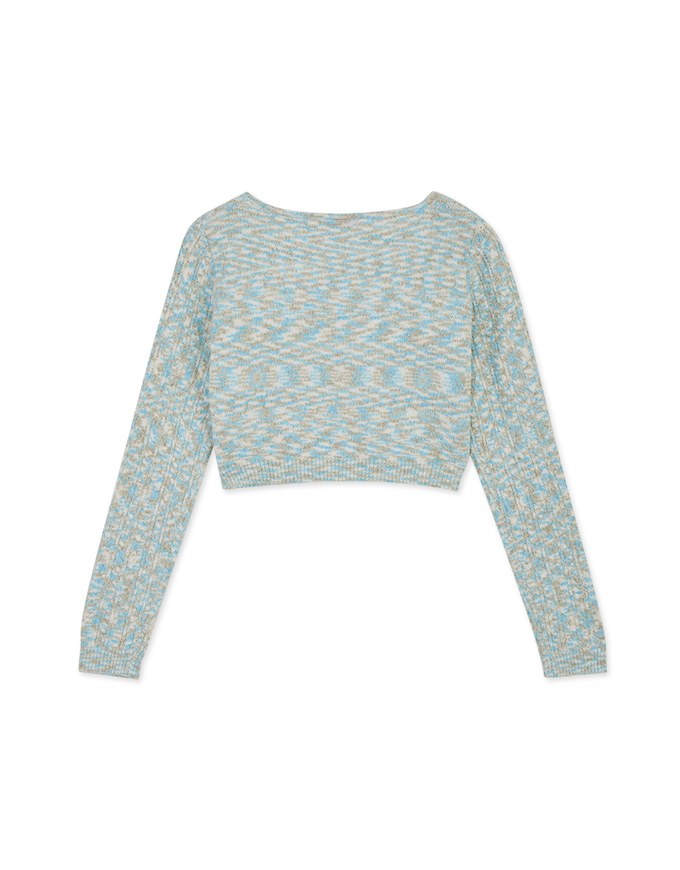 【Porima' Picks】V Neck Mixed Color Buttoned Knit Crop Top