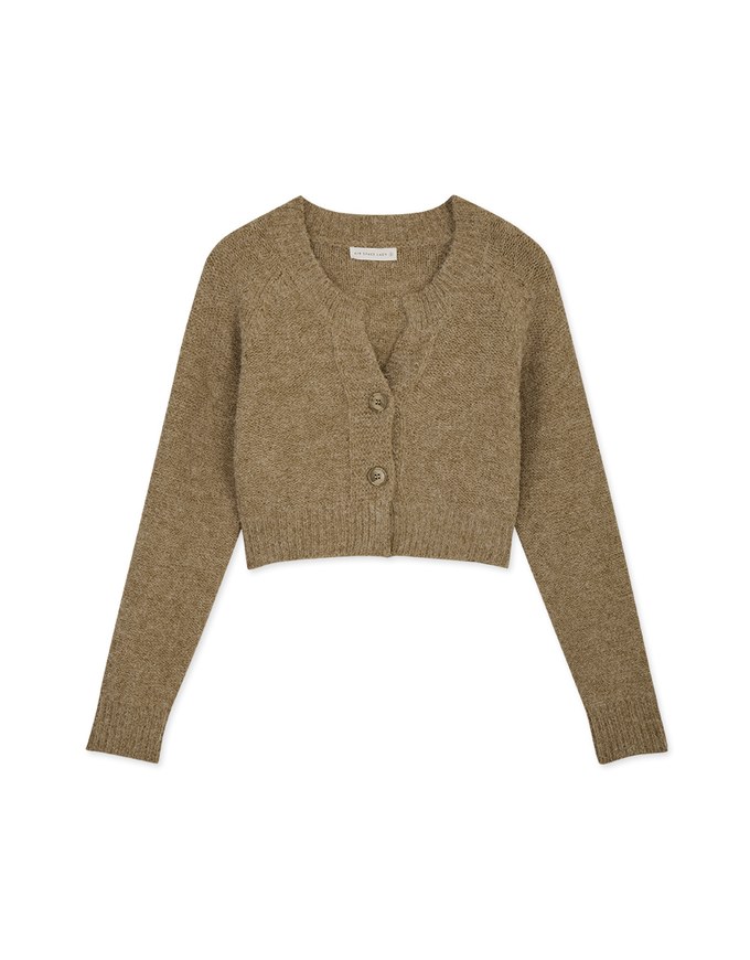 Small V Double Button Plush Knit Sweater