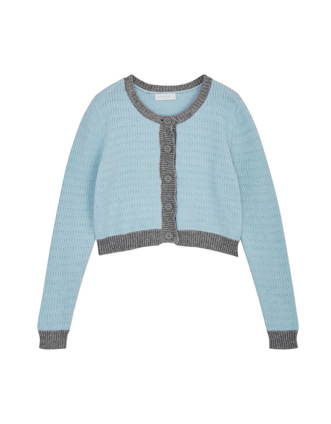 Knit Loose Blazer Jacket With Colorful Piping And Buttons