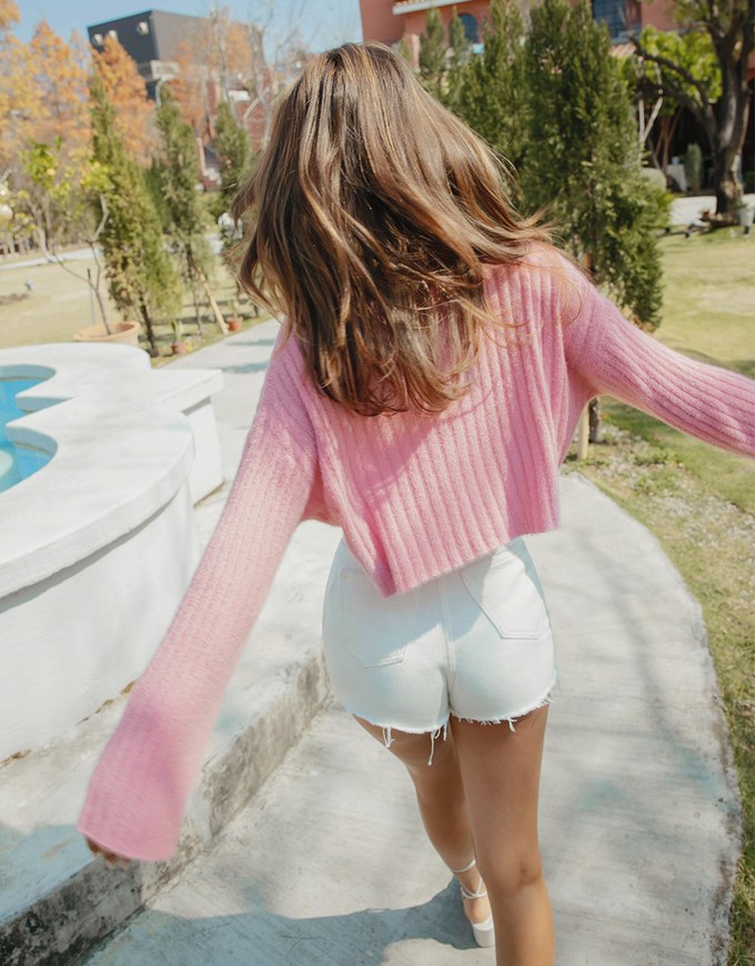Button-Up Knit Cropped Top