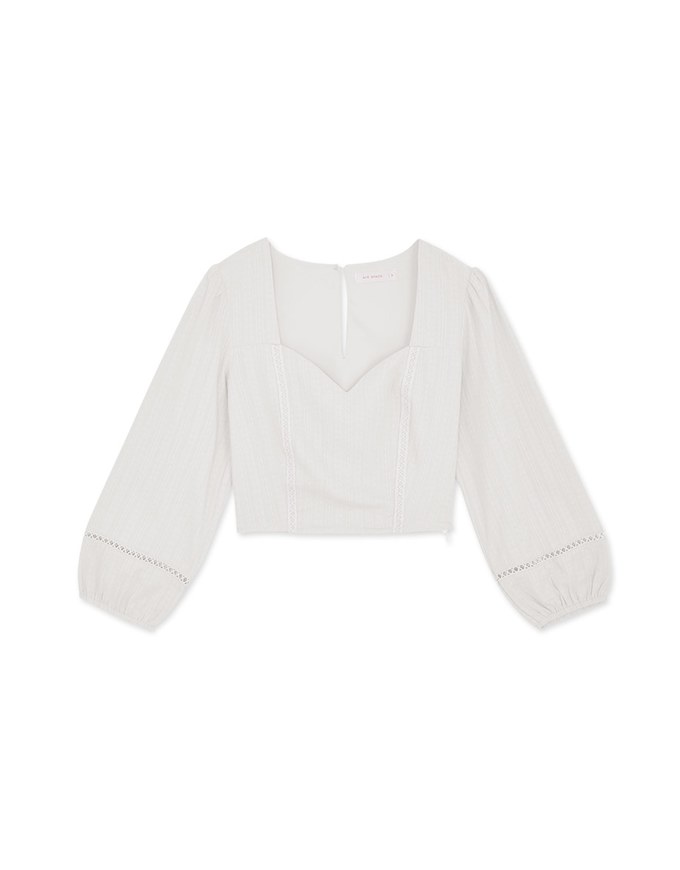 Heart Neck Embroidered Top