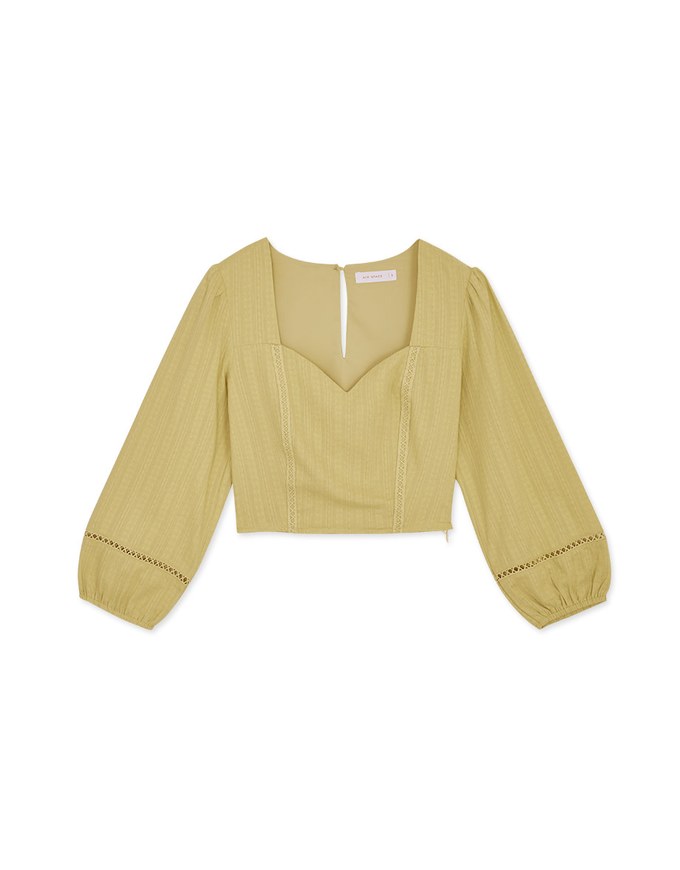 Heart Neck Embroidered Top