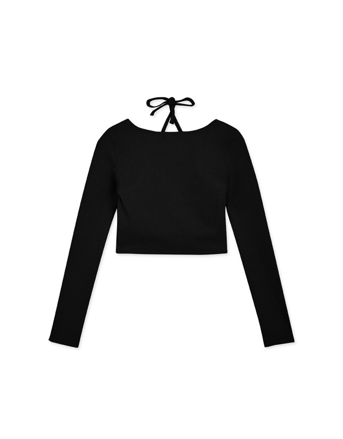 Cross Neck Strap Fake Two Piece Knit Crop Top