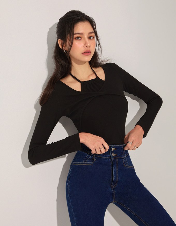 Halter Layered Knit Top