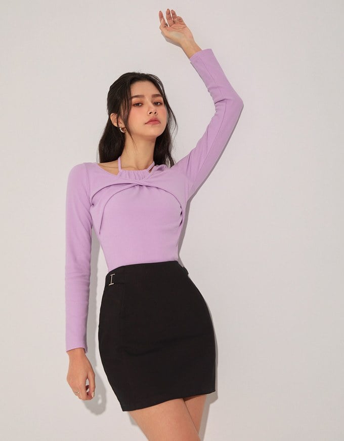 Halter Layered Knit Top