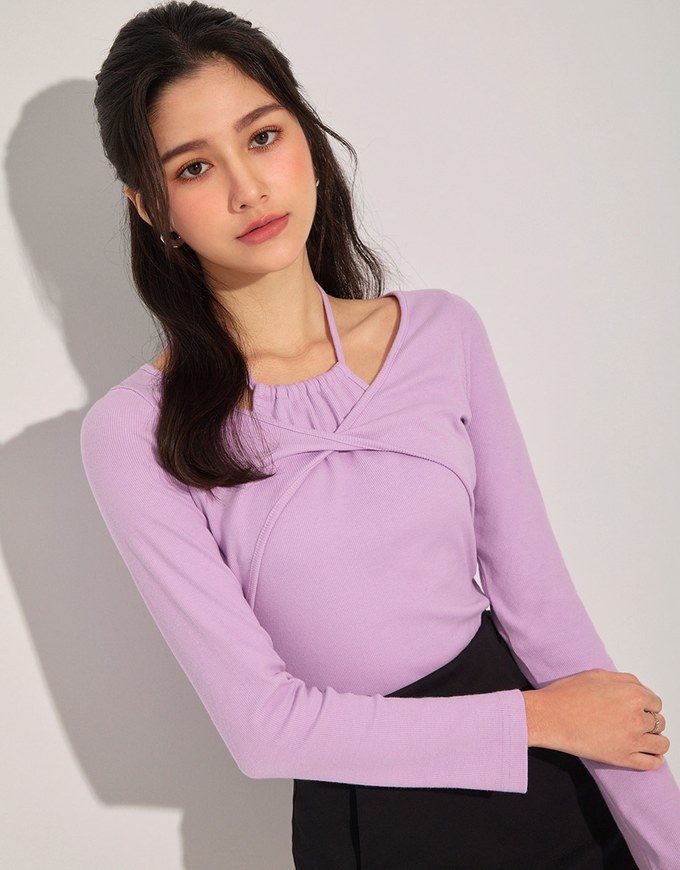 Halter Layered Knit Top