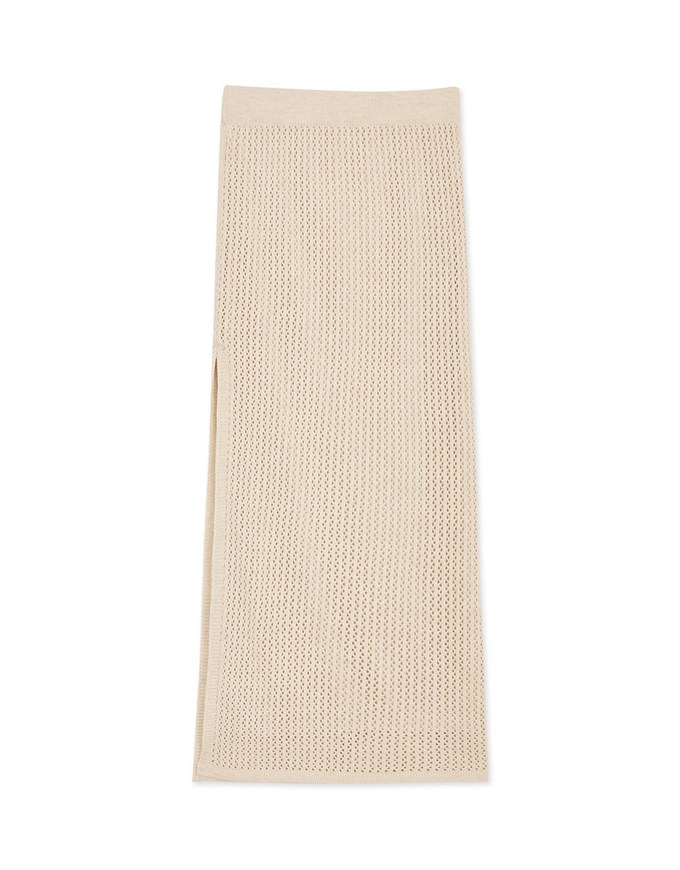 Cutout Textured Bodycon Slit Skirt