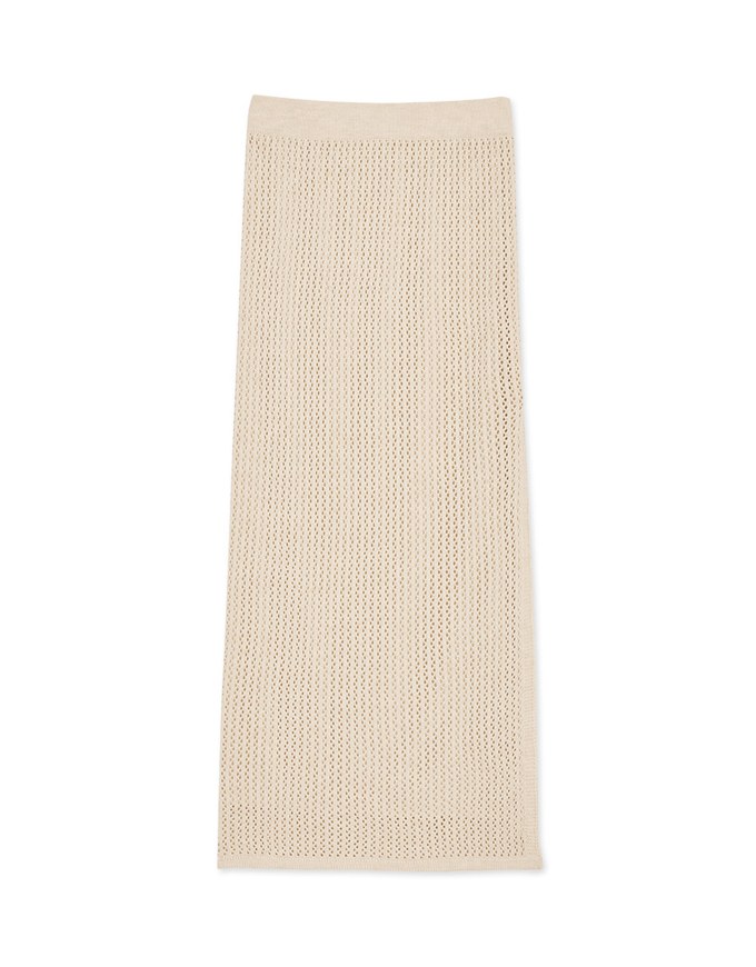 Cutout Textured Bodycon Slit Skirt