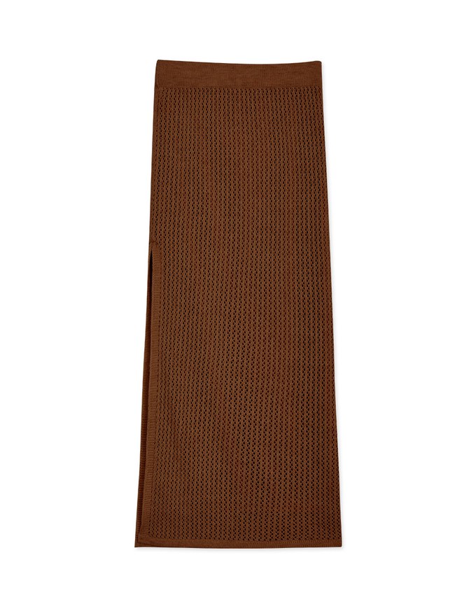 Cutout Textured Bodycon Slit Skirt