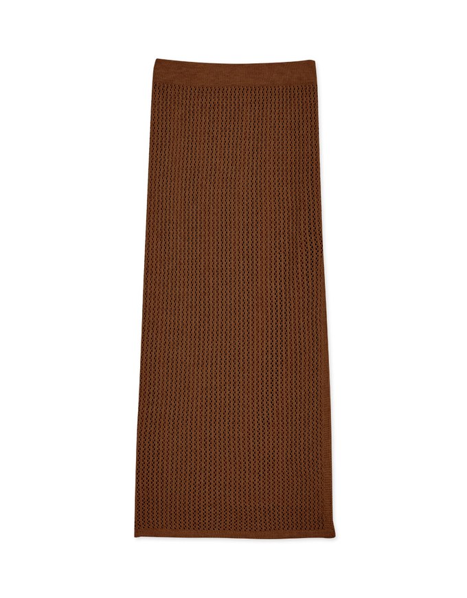 Cutout Textured Bodycon Slit Skirt
