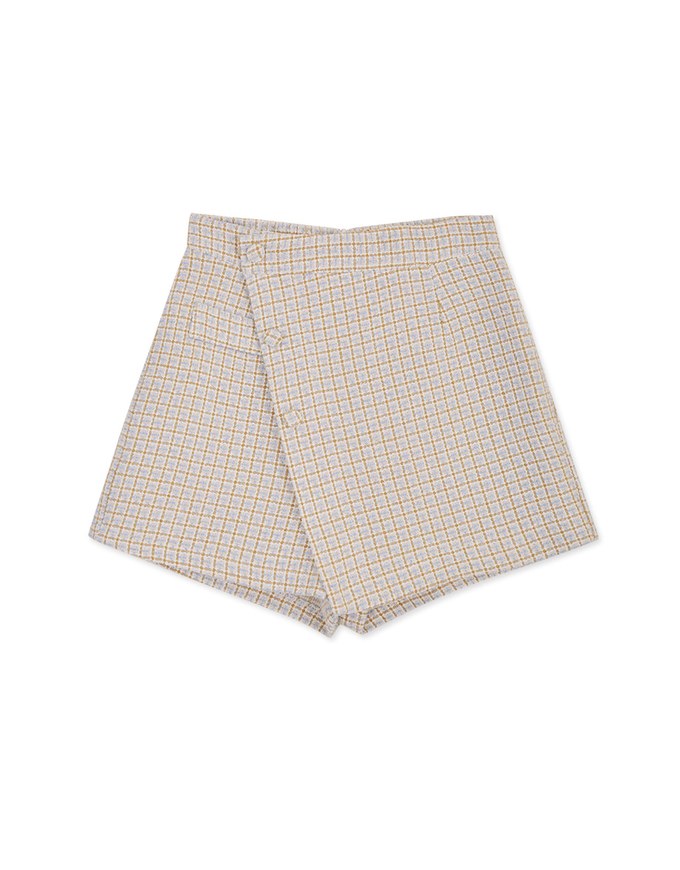 Diagonal Button Checked Skorts