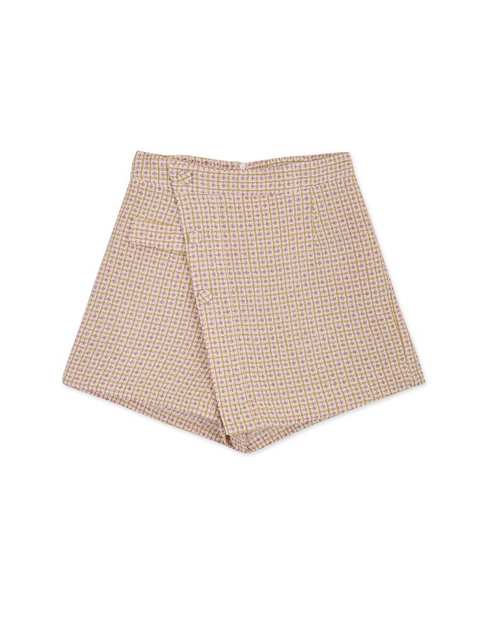 Diagonal Button Checked Skorts