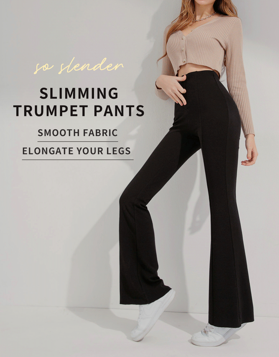 Tailorable Elastic High Waisted Flared Pants