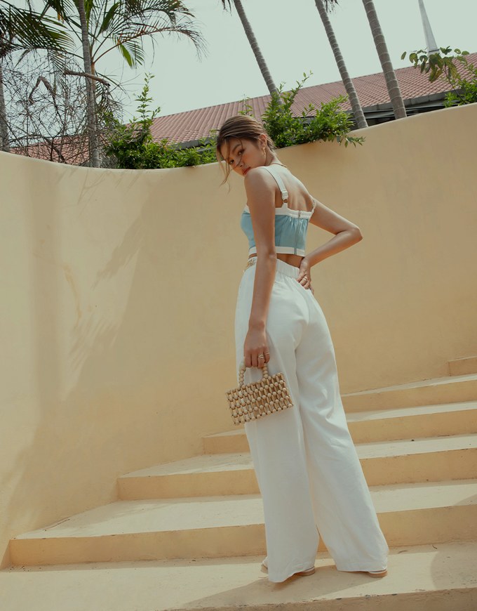 Side Gold Chain Wide Trousers