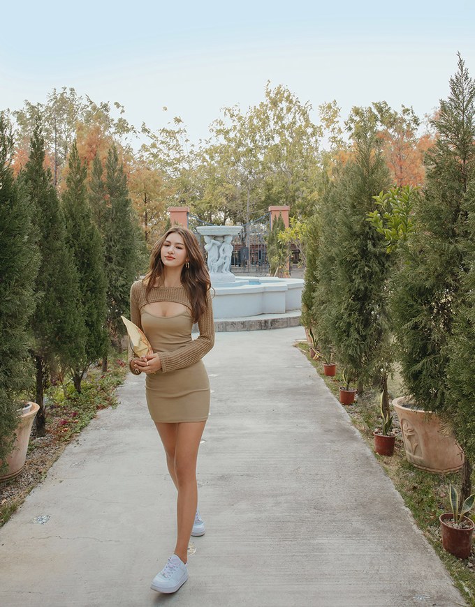 Two-Piece Sheer Knit Fitted Dress