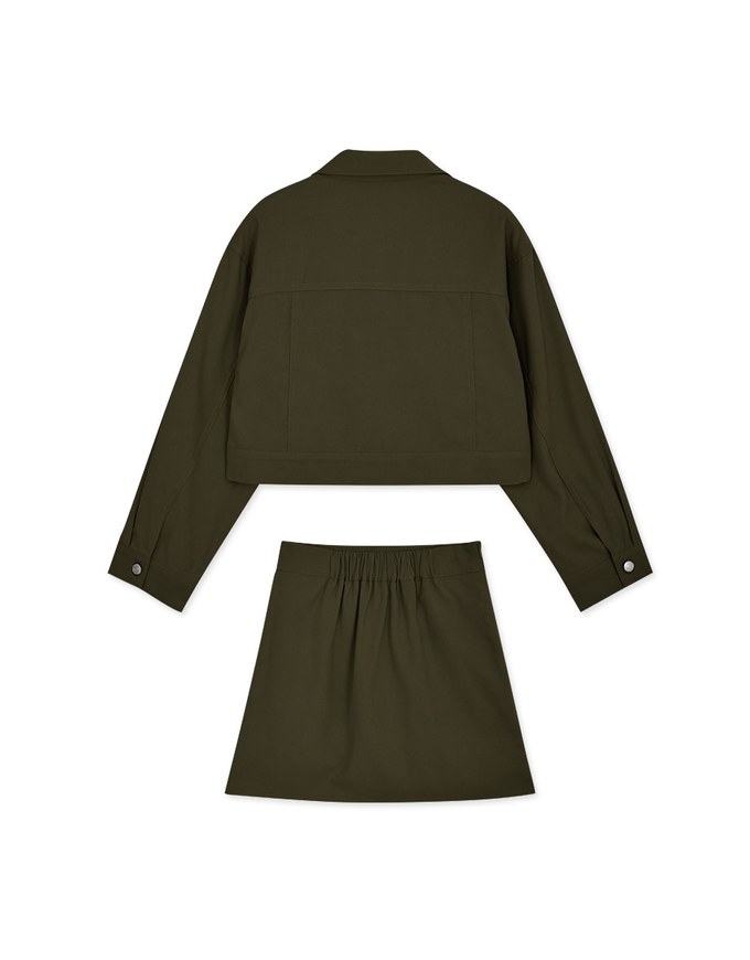 Lapel Buttoned Irregular Skirt Set
