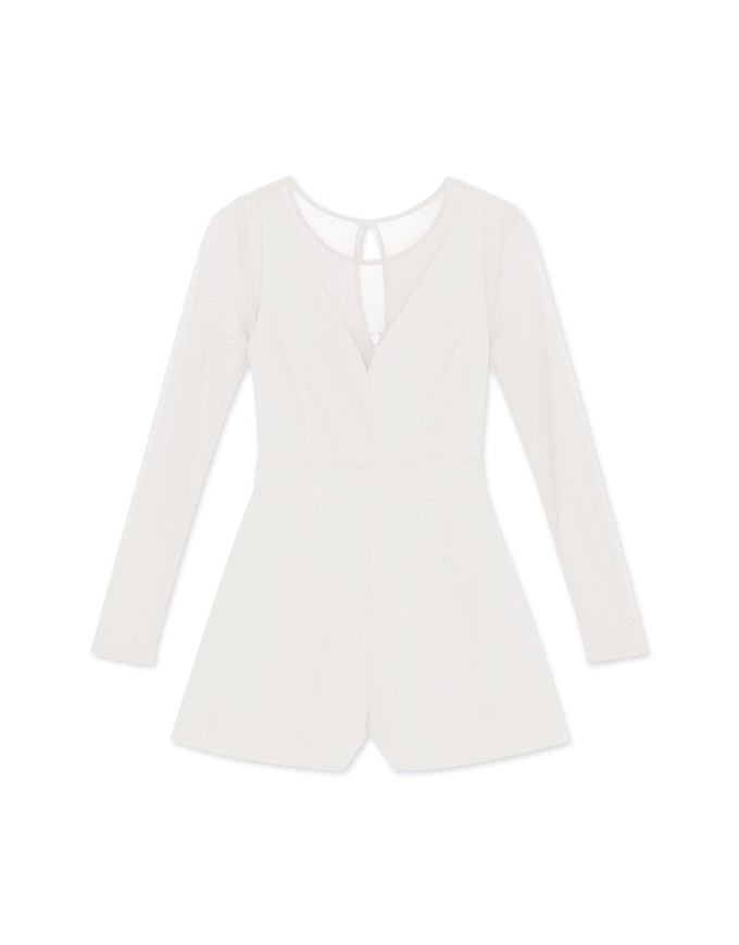 Fake Two-Piece Translucent Suspender Jumpsuit