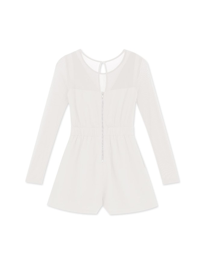Fake Two-Piece Translucent Suspender Jumpsuit