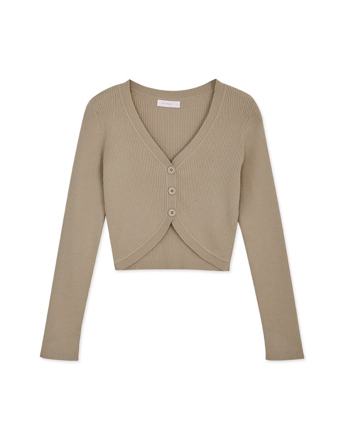 V Neck Irregular Knit Crop Top