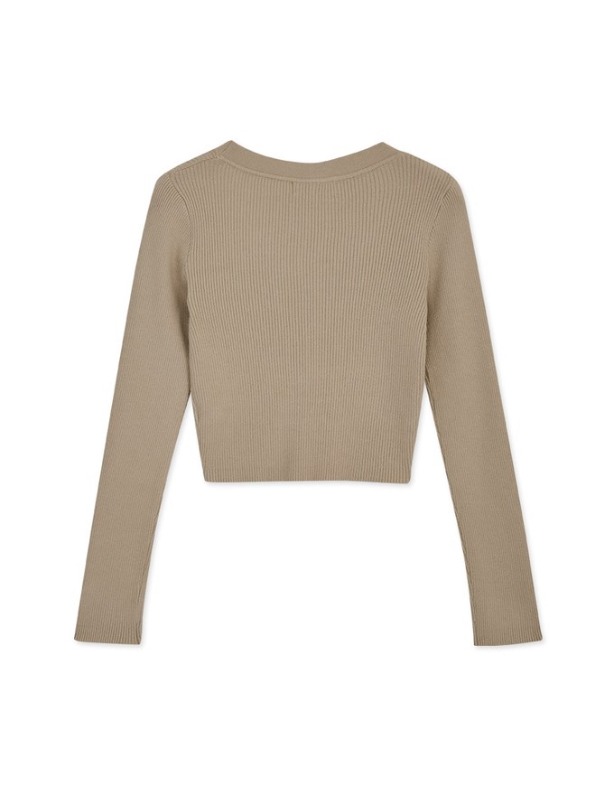 V Neck Irregular Knit Crop Top