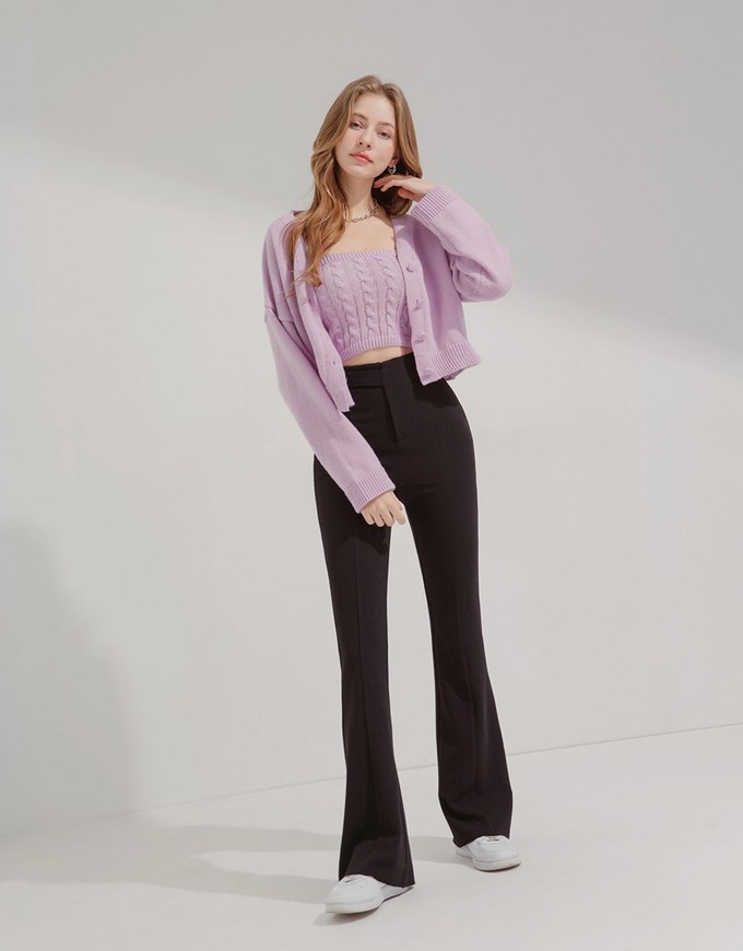Buttoned Oversized Two Piece Knit Top