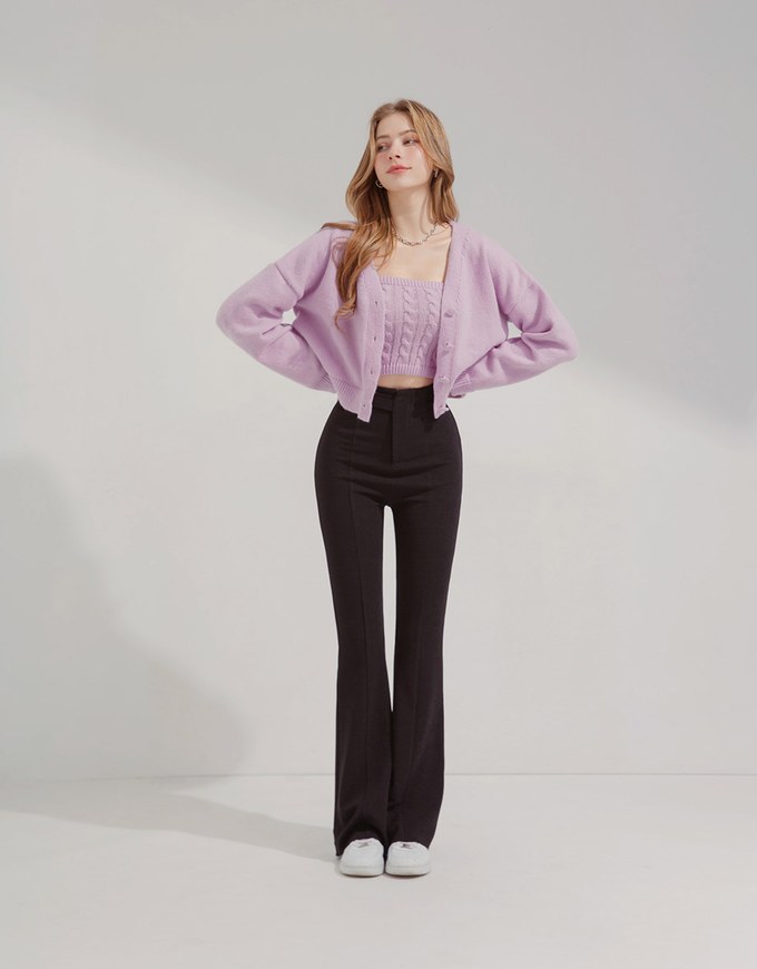 Buttoned Oversized Two Piece Knit Top