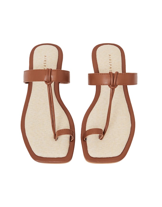 T-set Toe Fabric Paneled Flat Slippers