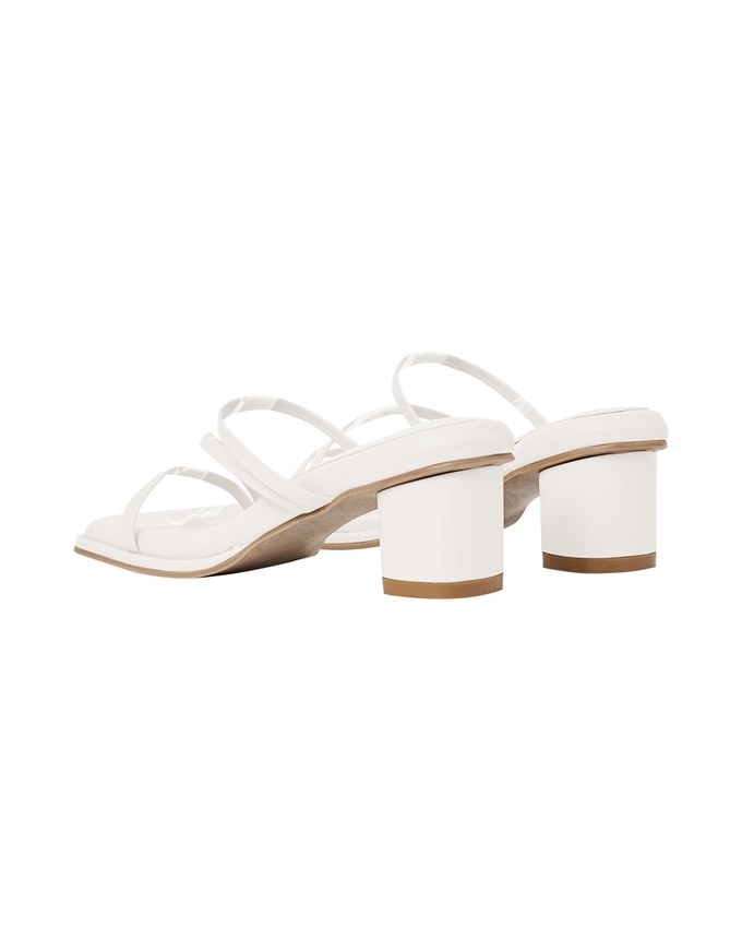 Simple Thin Strap Square Mid-Heel Slippers