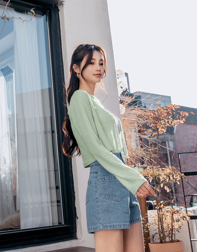 Pastel Color Correction Knit Cardigan Top