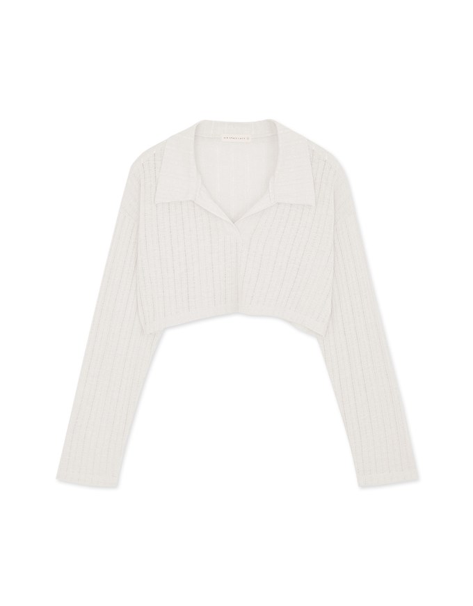 Lapel Sheer Cropped Top
