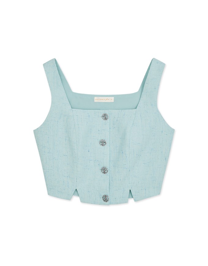 Tweed Bead Buttons Tank Top