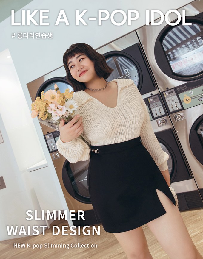 AIRY HOURGLASS K-Pop Slimming Side Silver Chain Slit Skorts