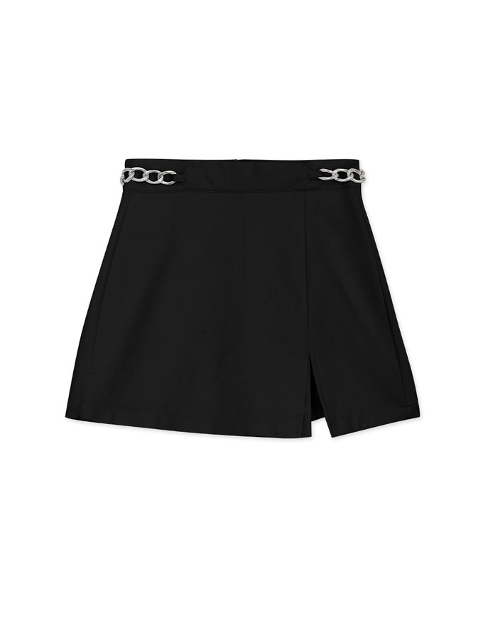 AIRY HOURGLASS K-Pop Slimming Side Silver Chain Slit Skorts
