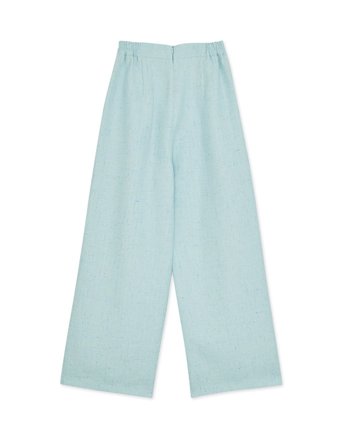 Tweed Pleated Wide Pants