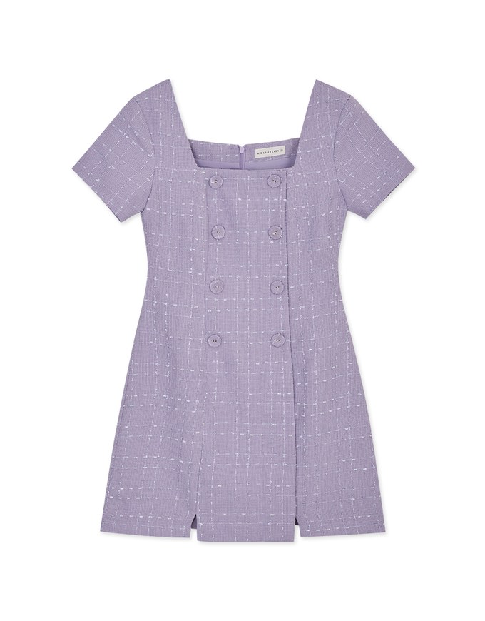 Square Neck Button Up Mini Dress