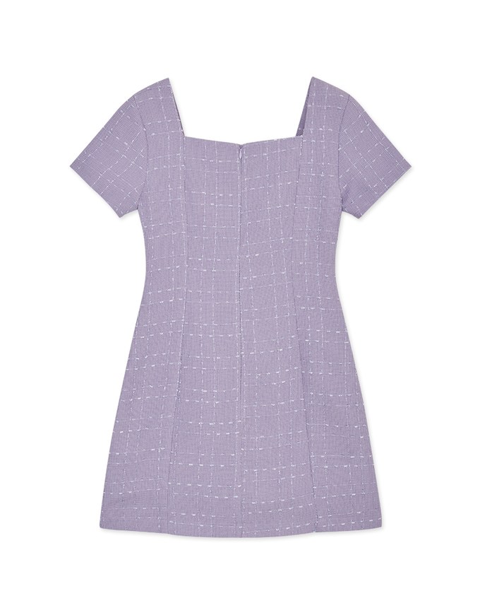 Square Neck Button Up Mini Dress