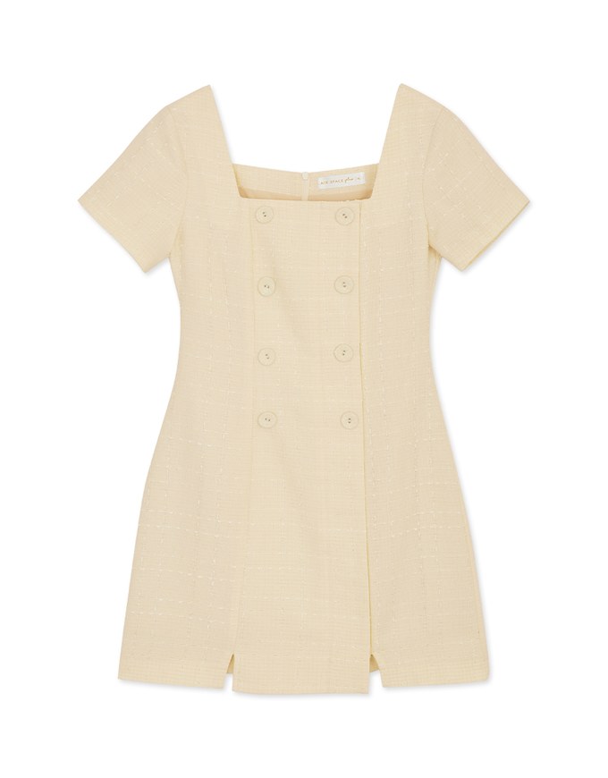 Square Neck Button Up Mini Dress