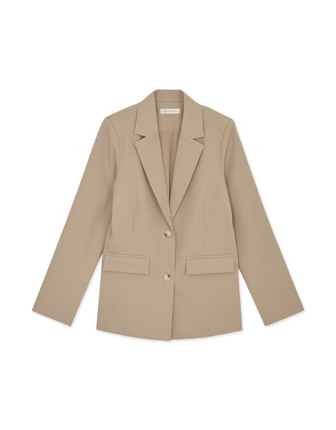 Chic Lapel Double-Button Blazer (With Shoulder Pads)
