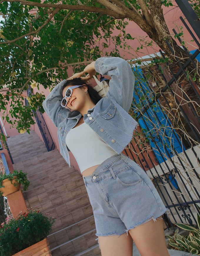 Cropped Oversized Denim Jeans Blazer Jacket