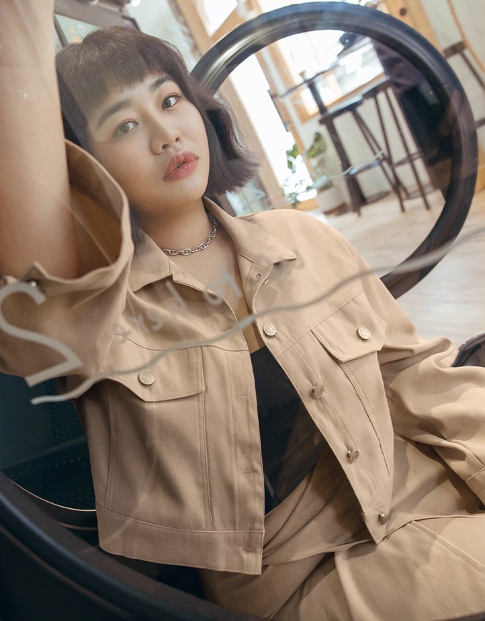 Lapel Buttoned Irregular Skirt Set