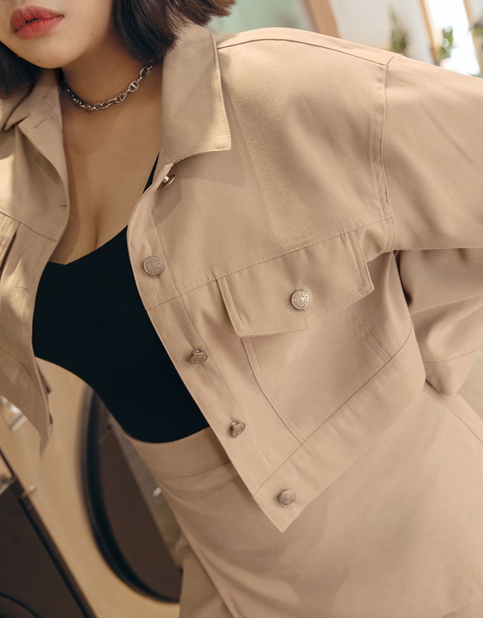 Lapel Buttoned Irregular Skirt Set