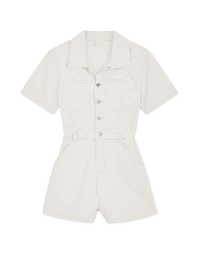 Edgy Smart Button Up Denim Jeans Playsuit