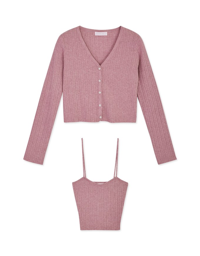 V-Neck Two-Piece Knit Crop Top