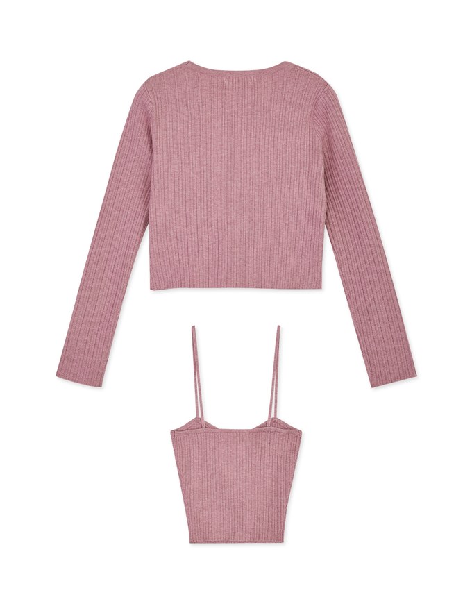 V-Neck Two-Piece Knit Crop Top