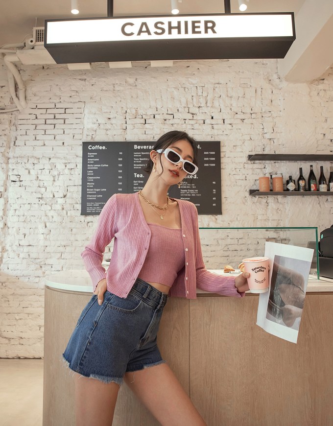 V-Neck Two-Piece Knit Crop Top